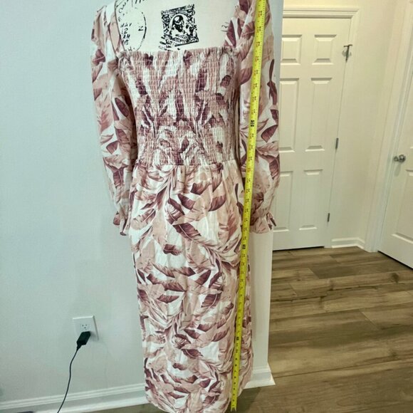 HOUSE OF HARLOW 1960 MAXI DRESS BY REVOLVE PALM TREE LEAVES MOCCA/TAN Sz M CHIC - Picture 4 of 15